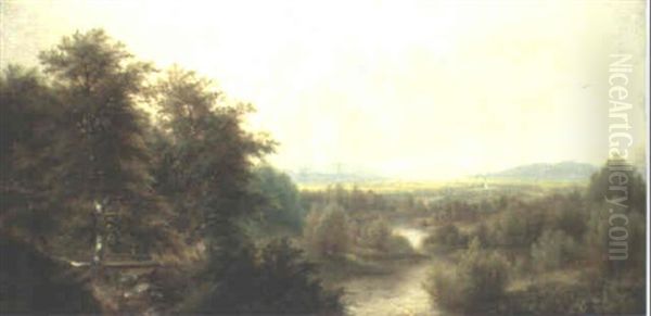 An Extensive River Landscape, With A Mountain Range Beyond - view 1