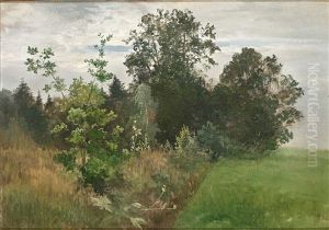 Sommerliche Landschaft Mit Wiese, Waldchen Und Kleinem Bach by Hugo Burgel