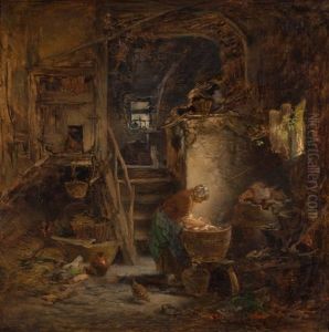 Waschtag In Einer Kronberger Scheune by Anton Burger