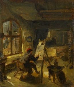 Der Maler Im Atelier by Anton Burger