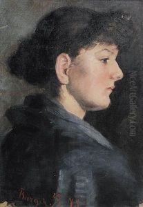 Brustbildnis Einer Jungen Frau Im Profil Nach Rechts by Anton Burger