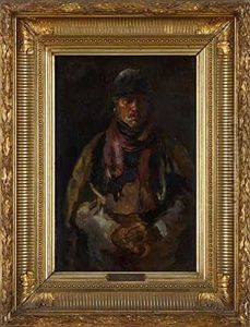 Portrait Eines Jagdhelfers by Anton Burger