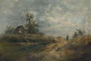 Landschaft Mit Bauernhaus by Anton Burger