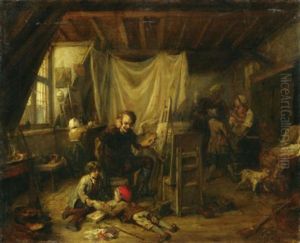 Buntes Treiben Im Atelier by Anton Burger