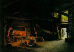 The Blacksmith's Forge by Anton Burger