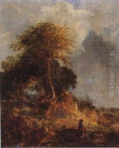 Landschaft Mit Rastendem Schafer Landschaft Mit Rastendem Schafer