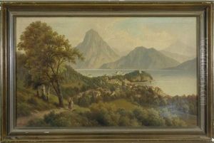Blick Auf Traunkirchen Am See Mit Traunstein Im Hintergrund
