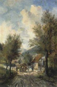 Ochsengespann Auf Der Landstrase by Lothar Buerger