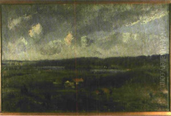 Weiter Blick Uber Eine Landschaft Mit See Und Gehoft - view 1
