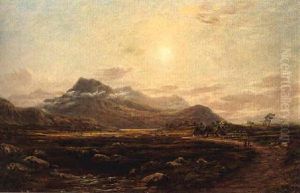 A Landscape With A Thatched Cottage by John Burgess Jr.