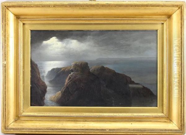 Ships Sailing Near A Moonlit Coast - view 1