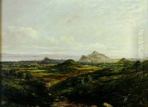 An Extensive Landscape With A View Of Edinburgh Beyond by John Burgess