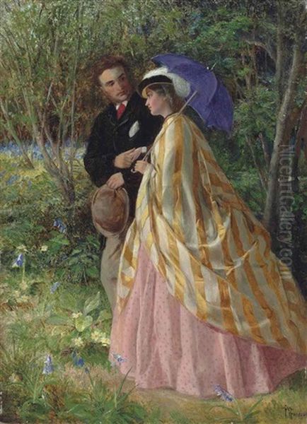 Lovers Conversing In A Bluebell Wood - view 1