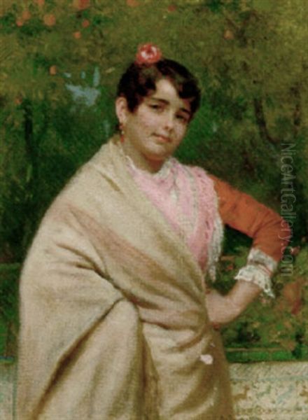 A Spanish Beauty In A Garden - view 1