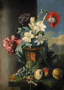Stilleben Med Blommor Och Frukter by John Cart Burgess