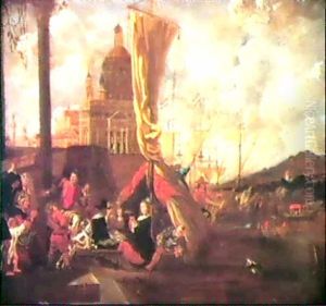 Hollandische Schiffe In Sudlichem Hafen by Cornelis Jacobsz van der Burgh