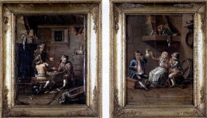 Drei Manner Im Wirtshaus Beim Kartenspiel by Hendrick Van Der Burgh