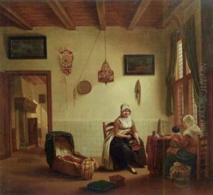 A Domestic Interior With Women Preparing Coffee A Domestic Interior With Women Preparing Coffee