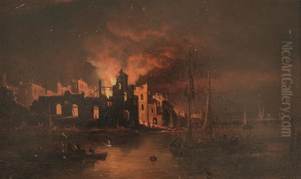 Building Being Ravaged By Fire - view 1