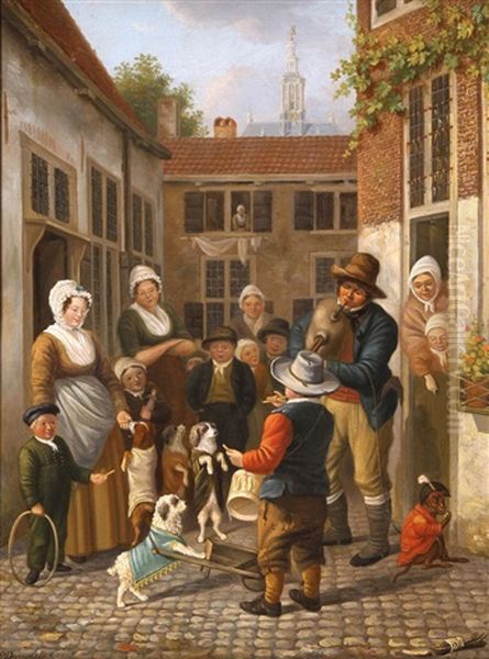 Straatmuzikanten En Toeschouwers In Binnenhof Te Den Haag, De Nieuwe Kerk In De Achtergrond - view 1