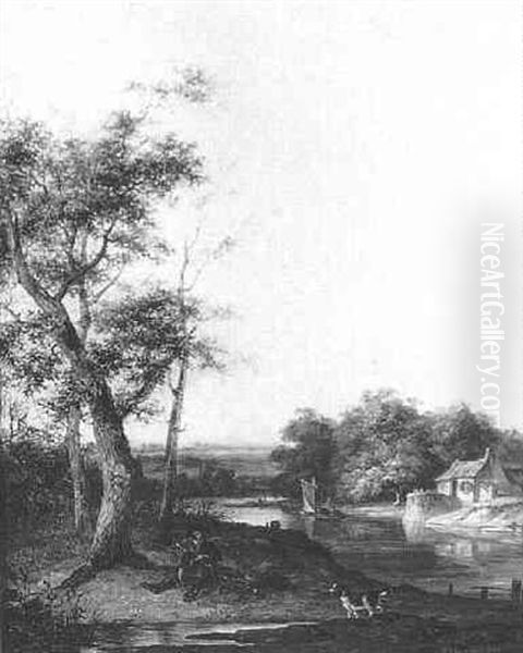 A Hunter Resting On A Riverbank - view 1