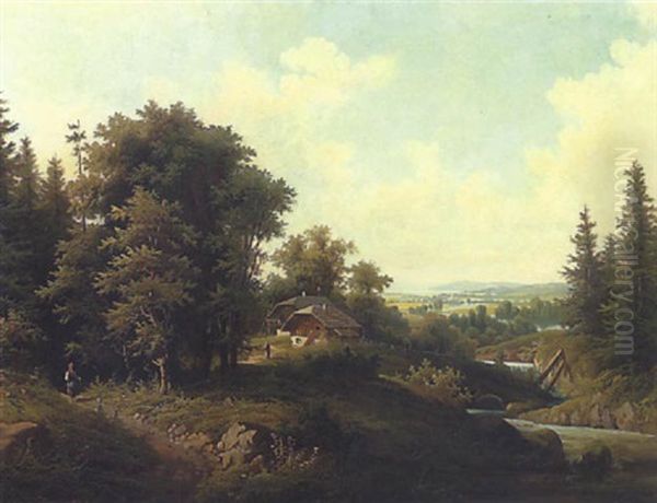 Bauernhaus Mit Blick In Weite Flusslandschaft - view 1