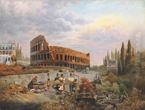 Selling Vegetables Before The Colosseum, Rome - view 1
