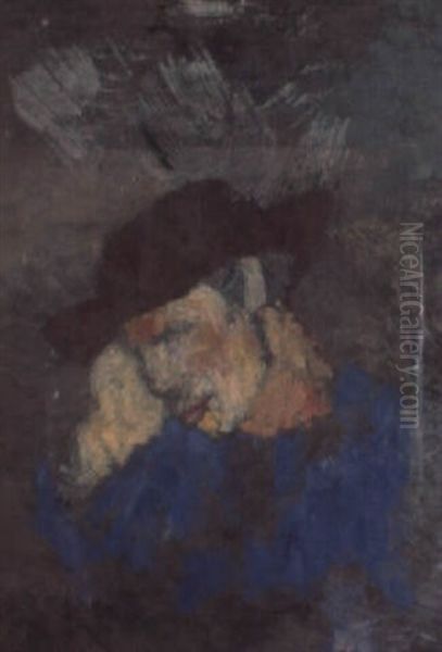 Portratstudie Eines Bauern In Blauer Bluse - view 1