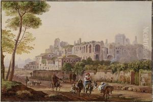 Roman Street Scene In Front Of The Palatine