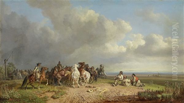 Capturing Wild Horses In The Puszta - view 1