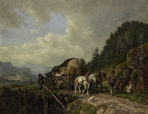 Heuwagen Beim Uberqueren Einer Brucke