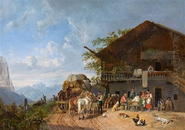 Resting In Front Of A Tavern In The Mountains - view 1