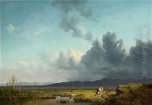 Vorgebirgslandschaft Bei Aufziehendem Gewitter
