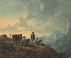 Jager Auf Einer Alm Bei Einer Sennerin