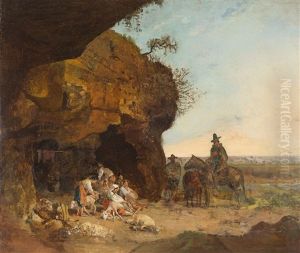 Schafschur Unter Einer Felsenhohle In Der Campagna