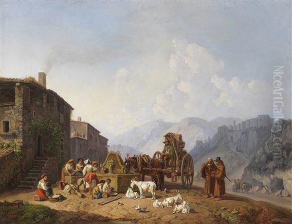 Am Dorfbrunnen In Den Italienischen Bergen - view 1