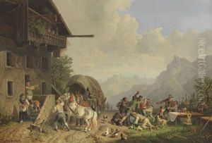 Rauferei Vor Einem Wirtshaus