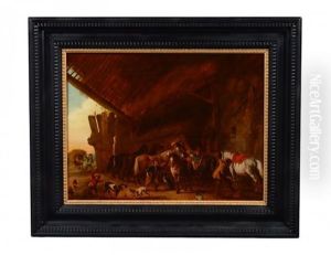Stable Scene With Figures, Horses And Dogs Stable Scene With Figures, Horses And Dogs