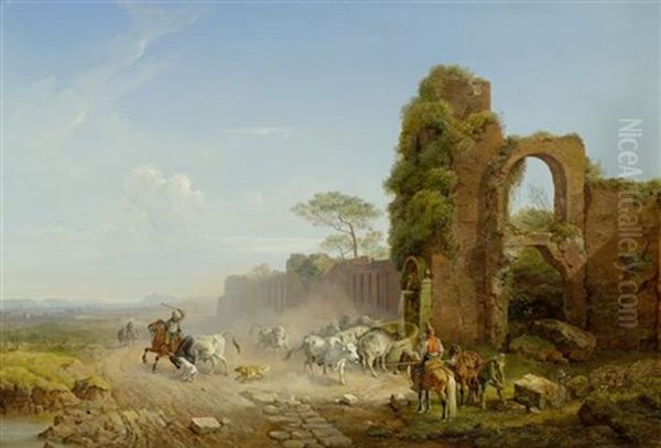 Mediterrane Landschaft Mit Hirten Und Viehherde - view 1