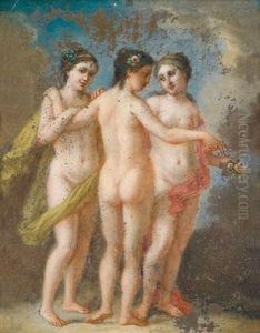 Umkreis Die Drei Grazien; Die Drei Grazien Mit Einem Kranz by Karl Joseph Aloys