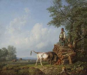 Stier Und Bauer by Heinrich Buerkel