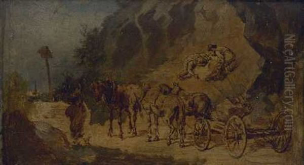 Pferdewagen In Einem Steinbruch (study) - view 1