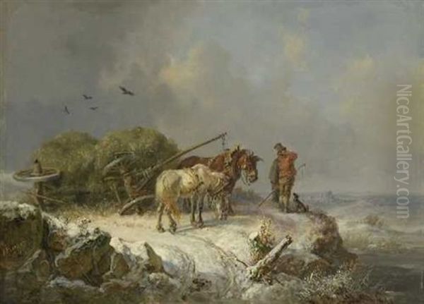 Der Umgesturzte Heuwagen Im Winter - view 1