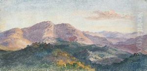 Landschaft Bei Civitella Mit Blick Auf Den Monte Serrone