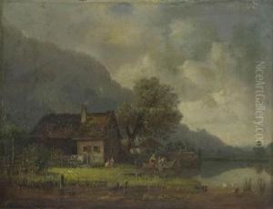 Gebirgssee Mit Fischerhausern