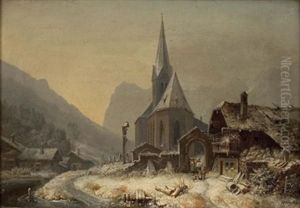 Winterliche Landschaft In Der Ramsau by Heinrich Buerkel