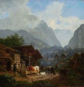 Oberbayerisches Gebirgsdorf by Heinrich Buerkel