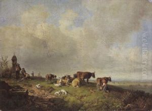 Viehweide - Die Hirtenbuben Machen Feuer by Heinrich Buerkel