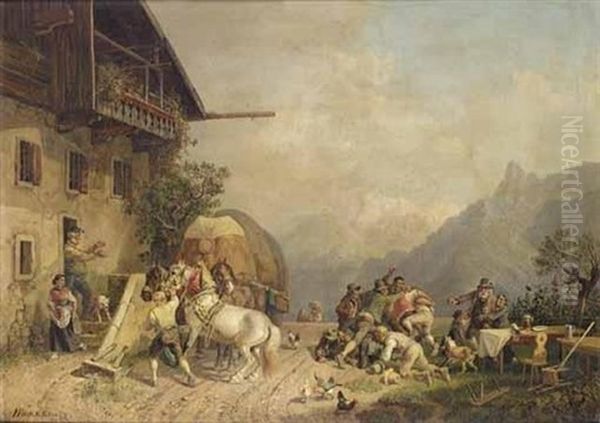 Rauferei Vor Einem Wirtshaus (brawl By An Inn) - view 1