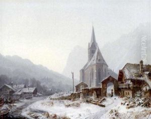 Hochaufragende Kirche In Verschneiter Gebirgslandschaft Hochaufragende Kirche In Verschneiter Gebirgslandschaft